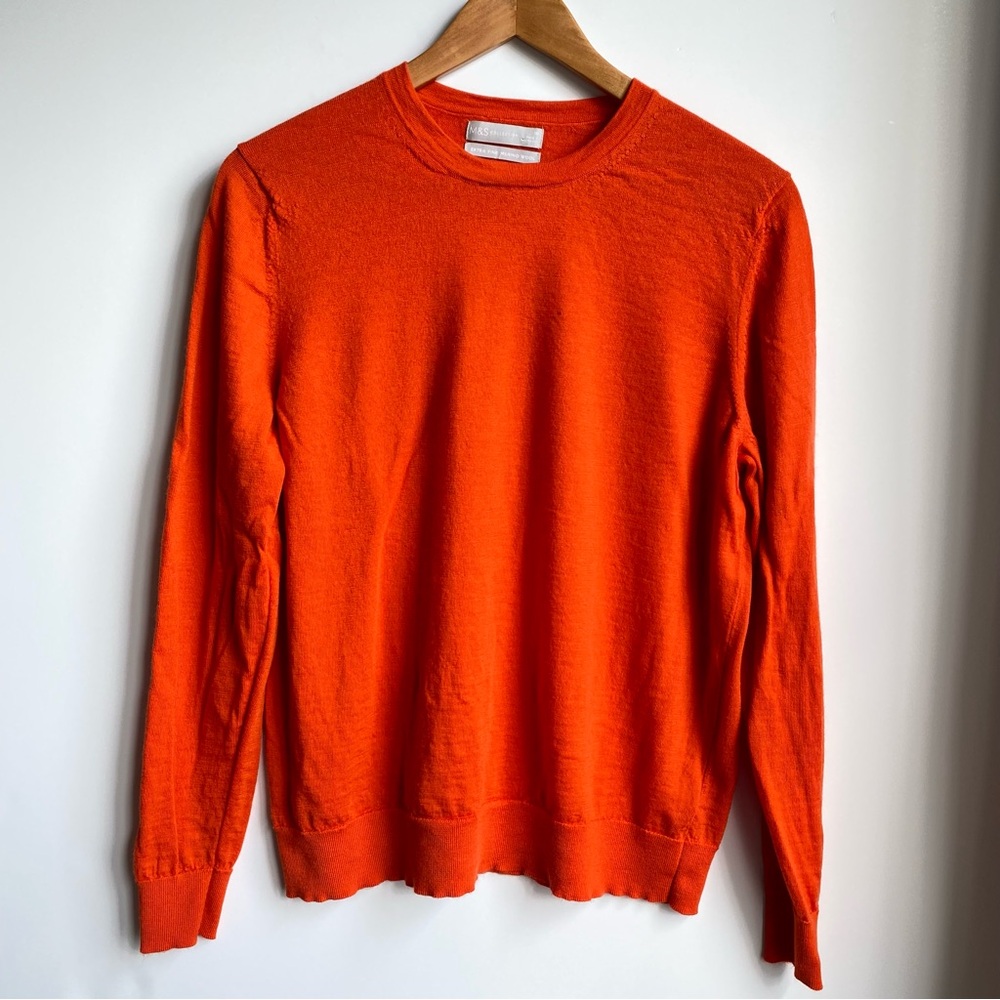M&S Collection Marks & Spencer 100% Merino Wool Slim Cut Lightweight Sweater